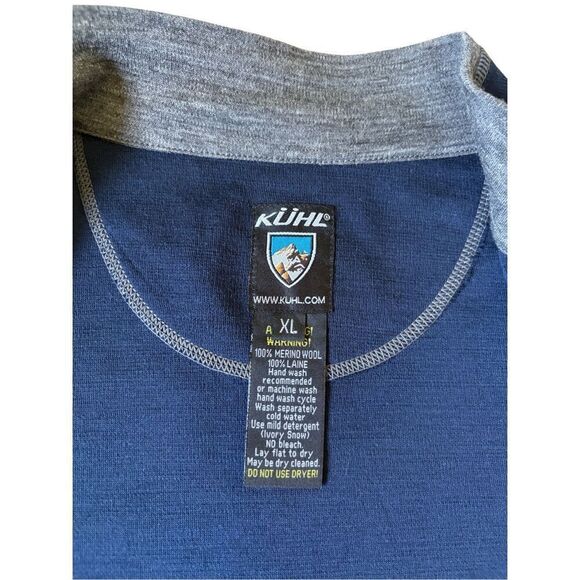 KUHL Men’s Team Full Zip Sweater size XL Merino Wool Blue - Picture 4 of 9